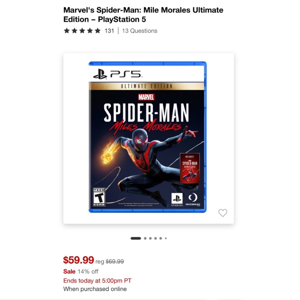 PS5 Spider-Man Miles Morales Ultimate Edition - Like New